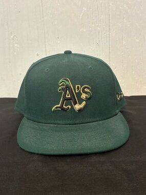 New Era 59FIFTY Oakland Athletics MLB Fitted Hat Green Camouflage Size 7 3/8